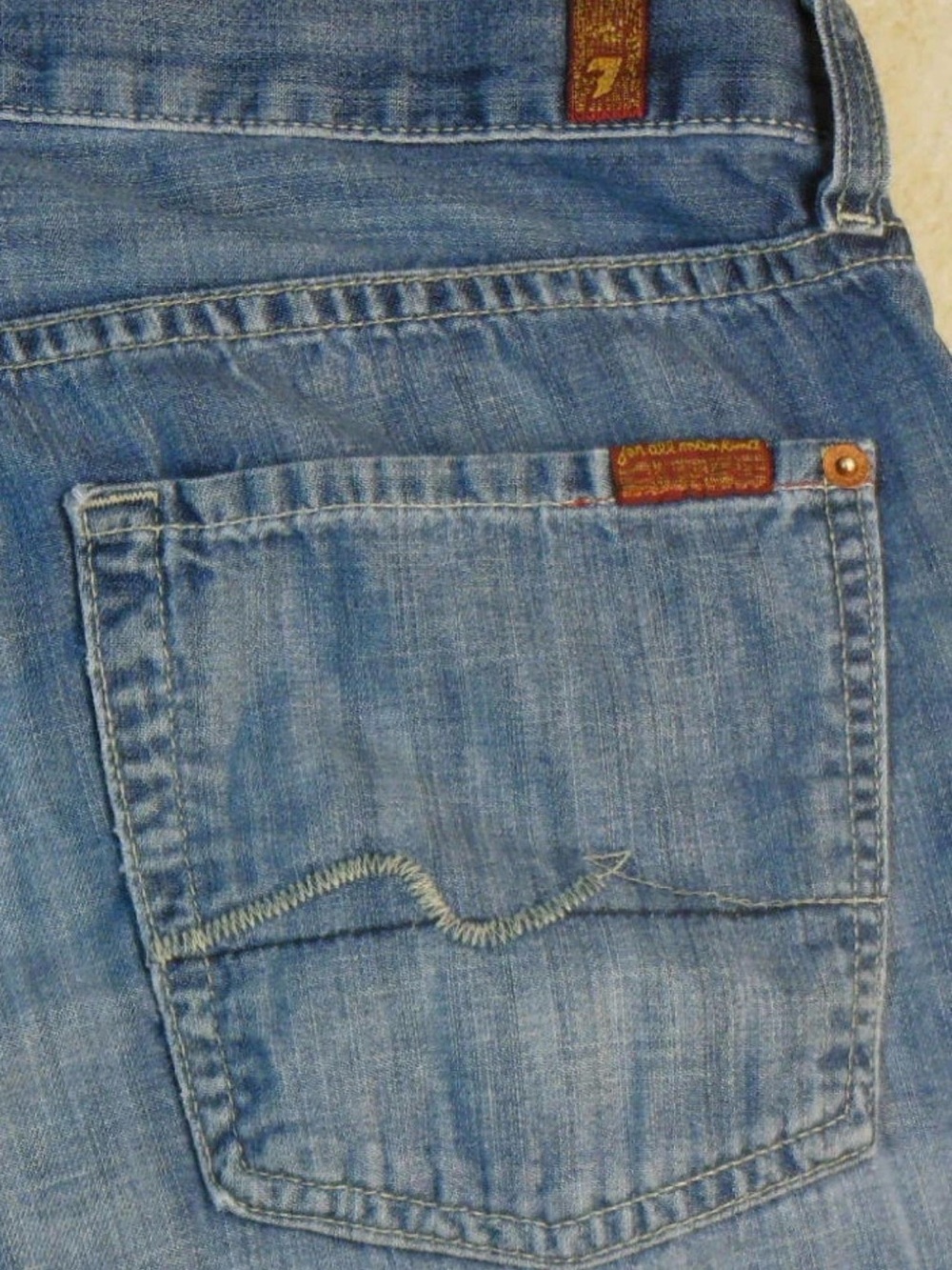 7 For All Mankind Men's Light Blue Denim Relaxed Jeans